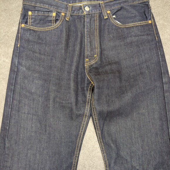 Levis 505 Regular Fit Jeans Mens W34 L34 Dark Wash Denim Pants - Picture 5 of 13